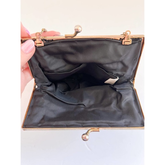 MAGID Women's VINTAGE Black Bead Snap Top Handmade Chain Strap Evening Bag sz OS - Picture 5 of 6